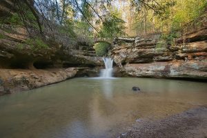 waterfall in stone lagoon in Hocking Hills, Ohio