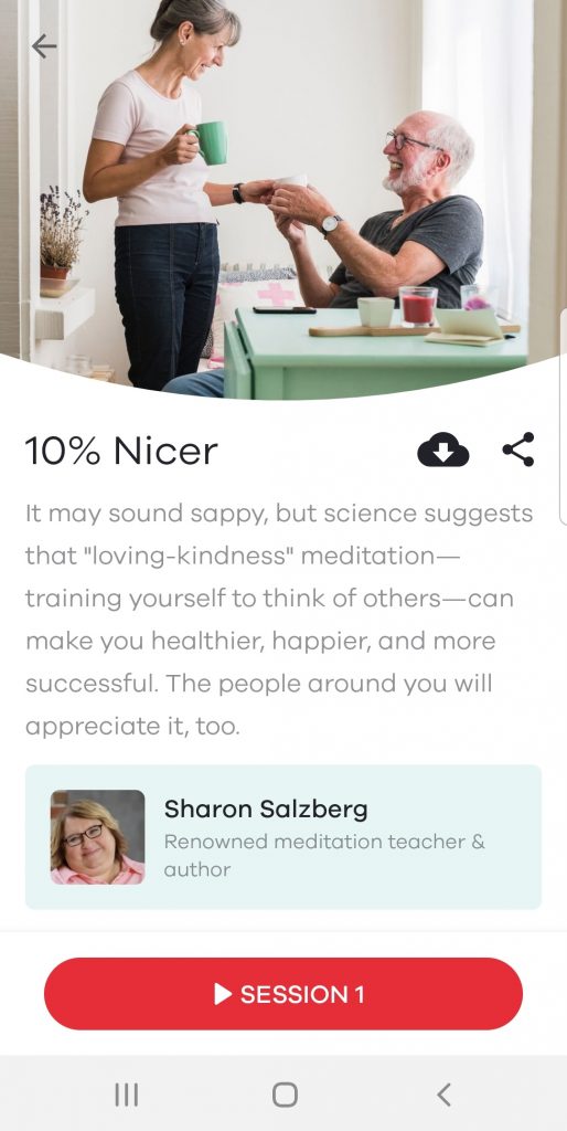 screenshot of 10 percent happier mindfulness app