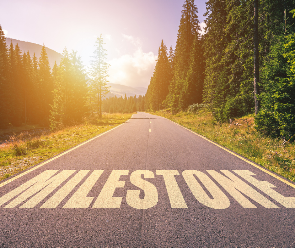 Milestone spelled in road