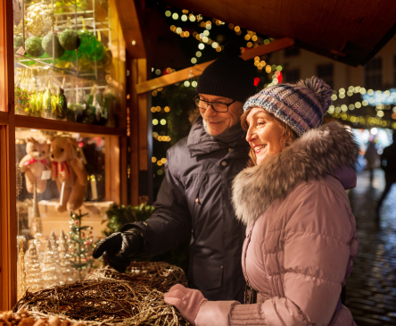 Older adult couple Christmas shopping